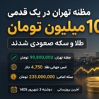 مظنه تهران به ۹۷ میلیون تومان نزدیک شد؛ طلا و سکه صعودی شدند